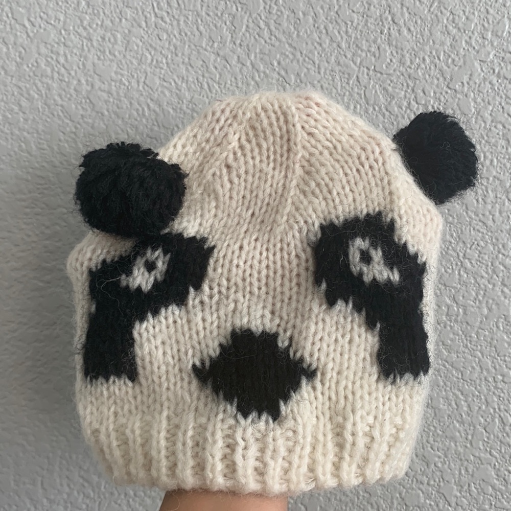 Knitted panda beanie
